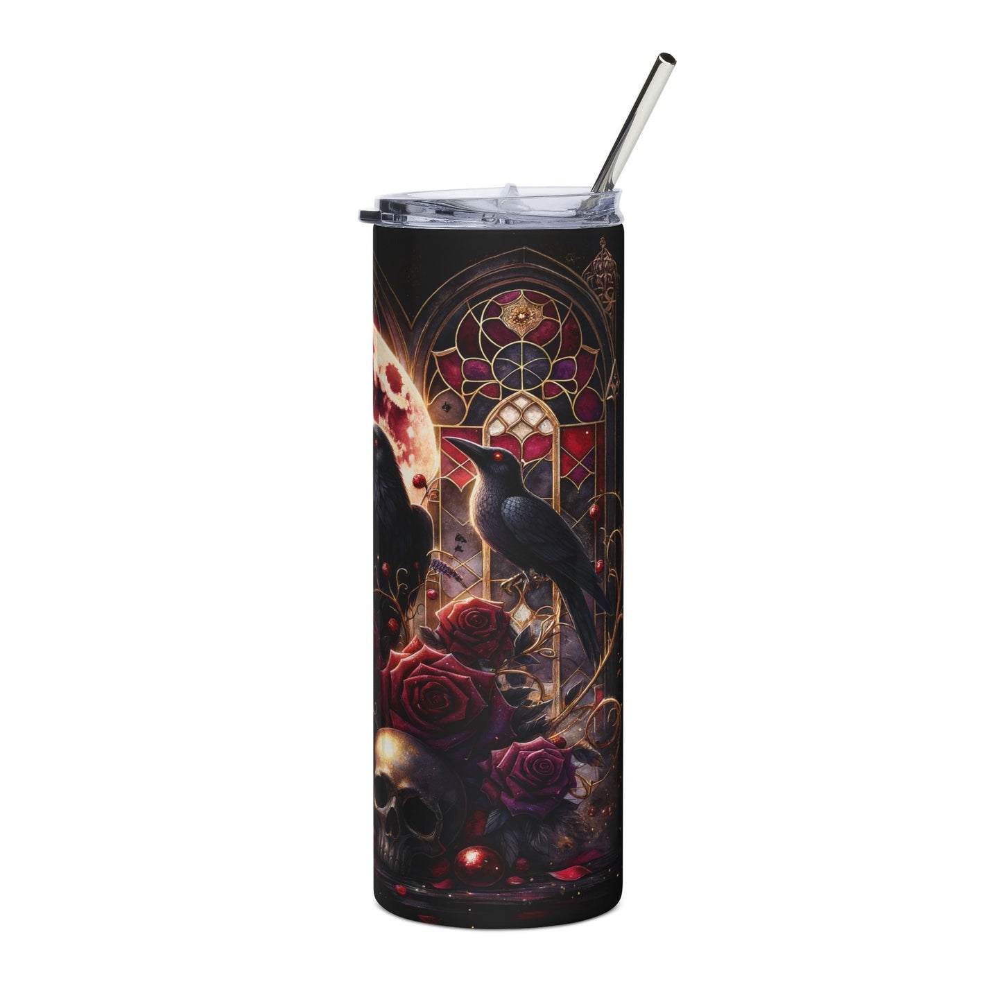 Gothic Garden Victorian Poe Raven Mythical Fantasy Dark Academy Seamless 20 oz Skinny Tumbler