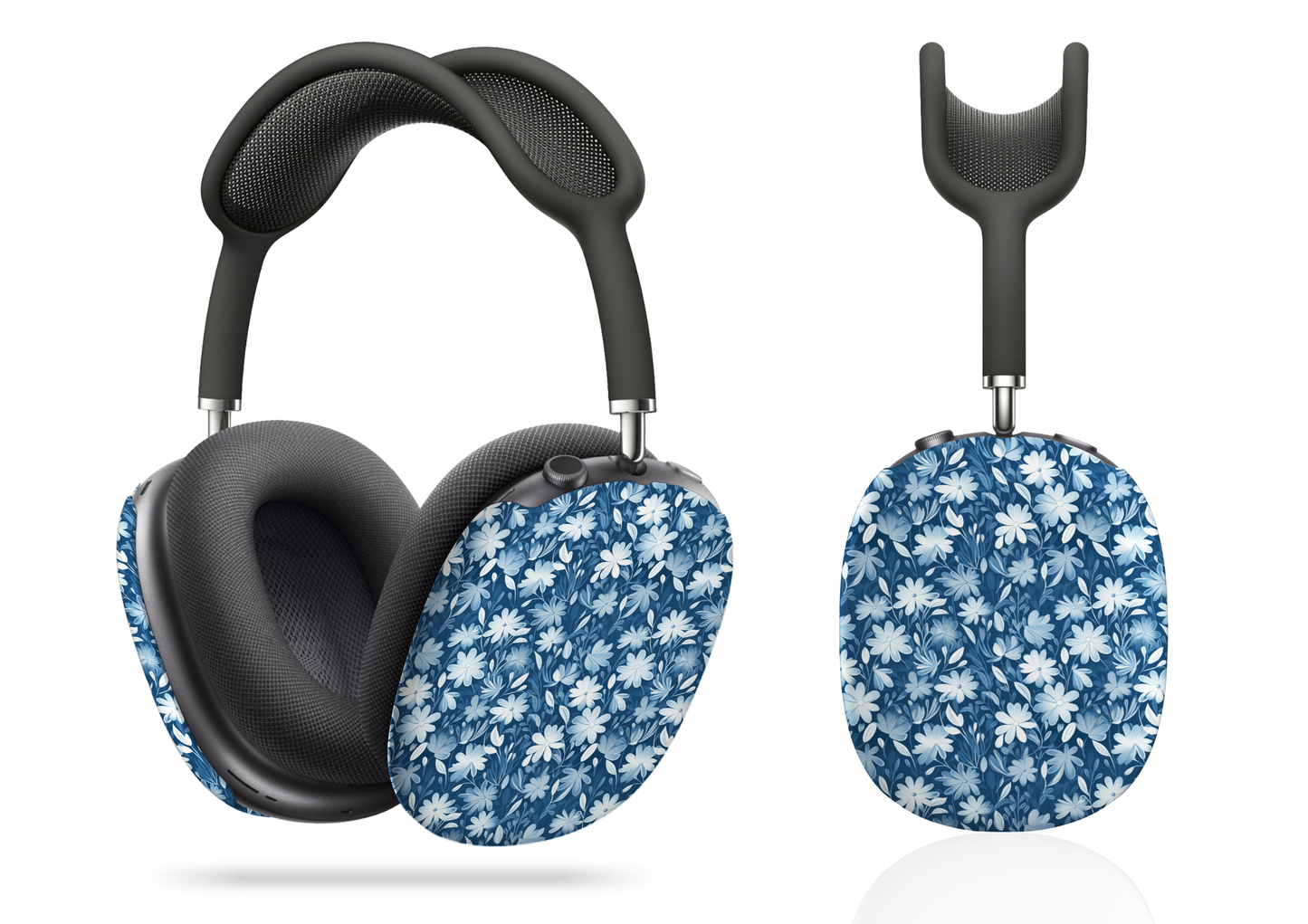 Gentle Elegance: Soft Muted Blue Flower Design AirPod Max Case Protective Covers