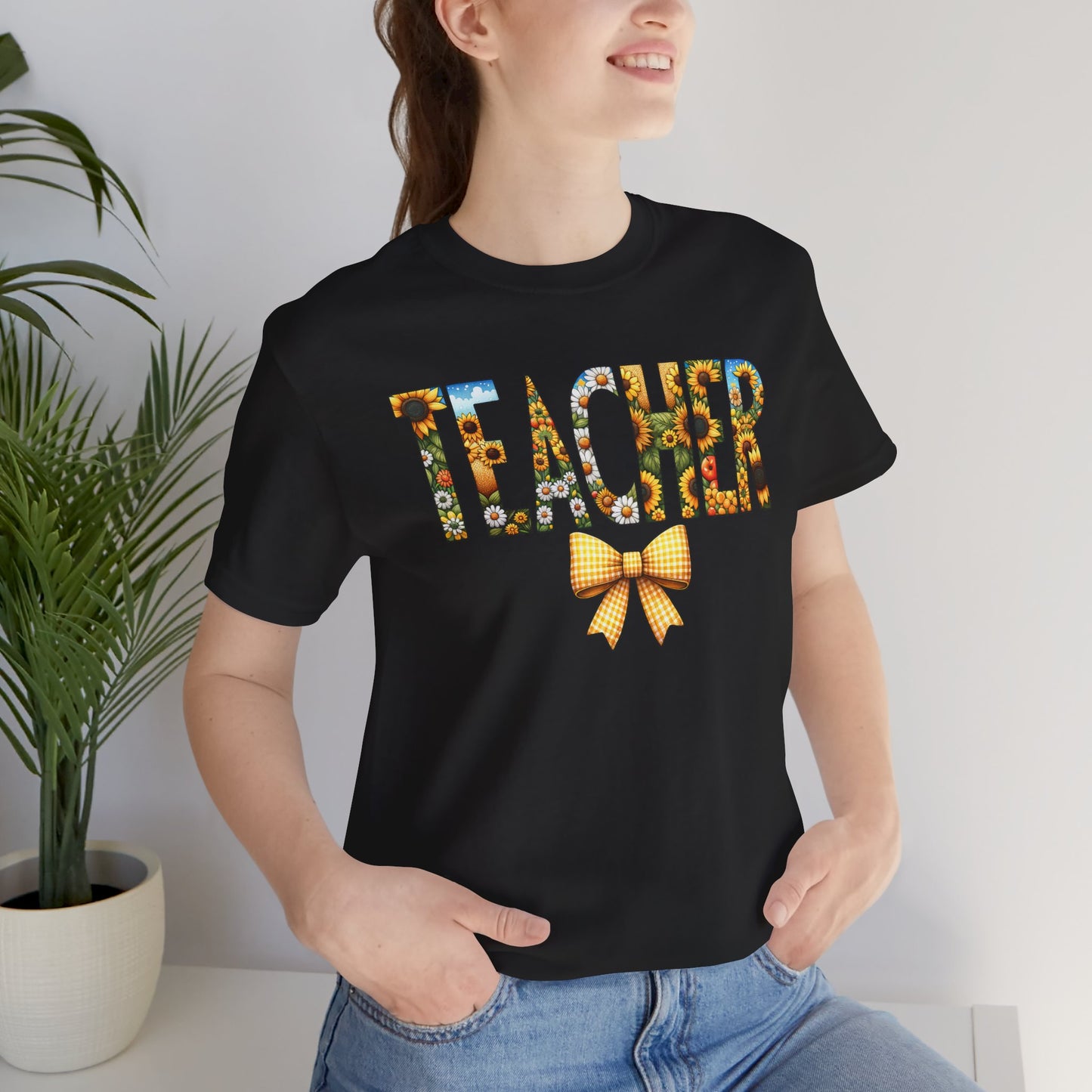 Coquette Teacher Summer Sunflower Theme Print Jersey Short Sleeve T-shirt