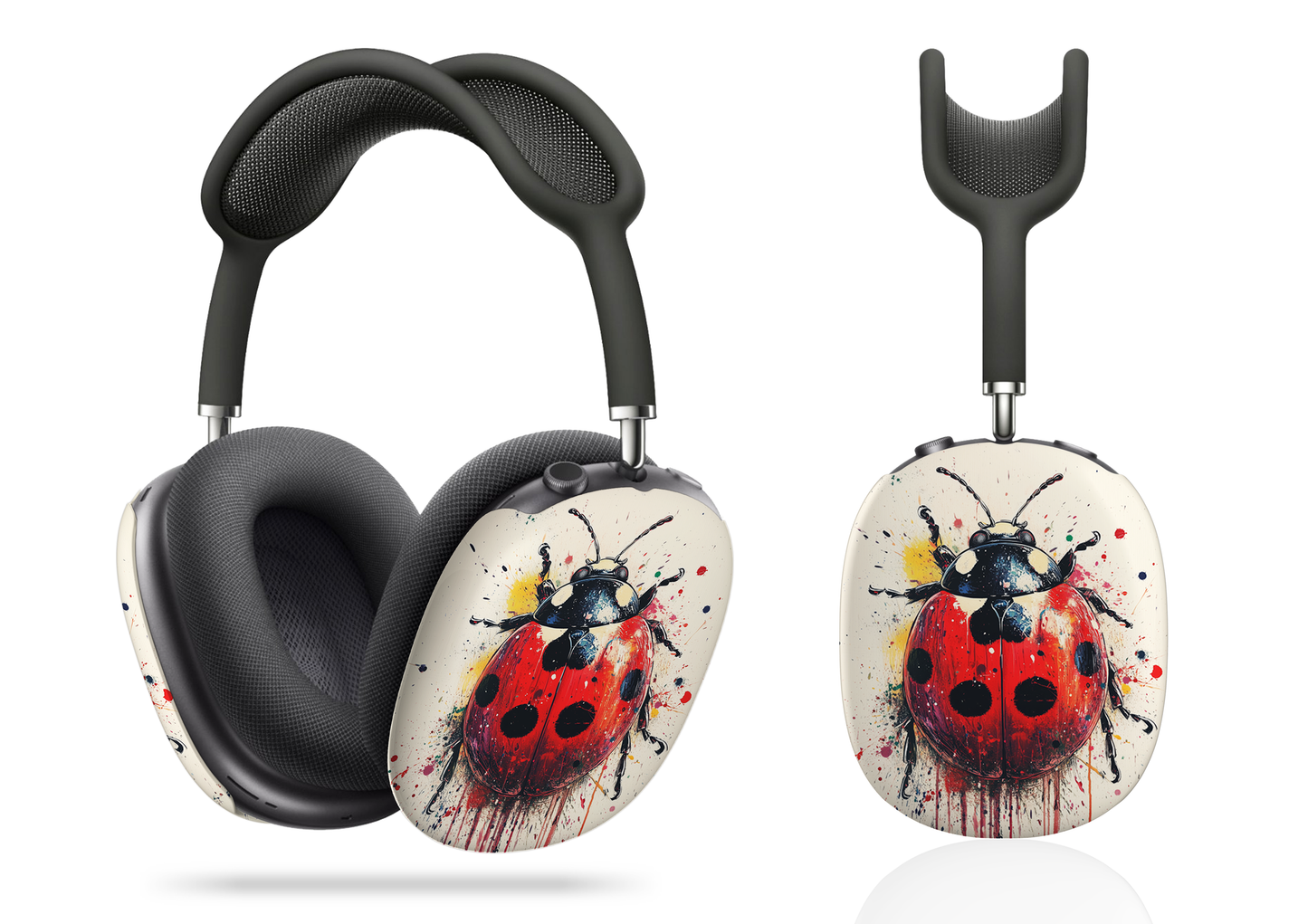 Vibrant Paint Splatter Ladybug Art Print AirPod Max Case Protective Covers