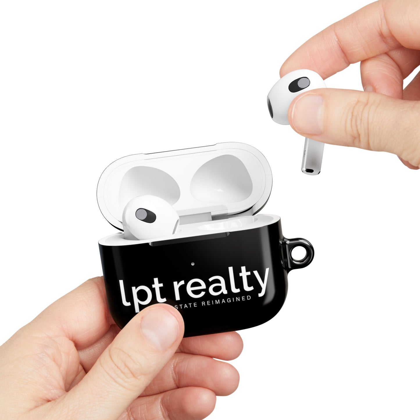 LPT Realty Real Estate Reimagined Logo White on Black AirPod Cases G1, G2, G3 and Pro G1, G2