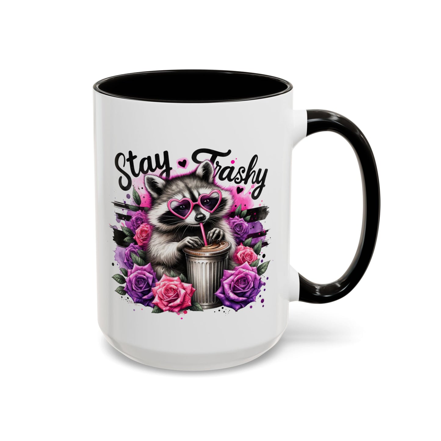 Stay Trashy Raccoon, Cute Funny Raccoon Colorful Mugs Sizes are 11oz or 15oz