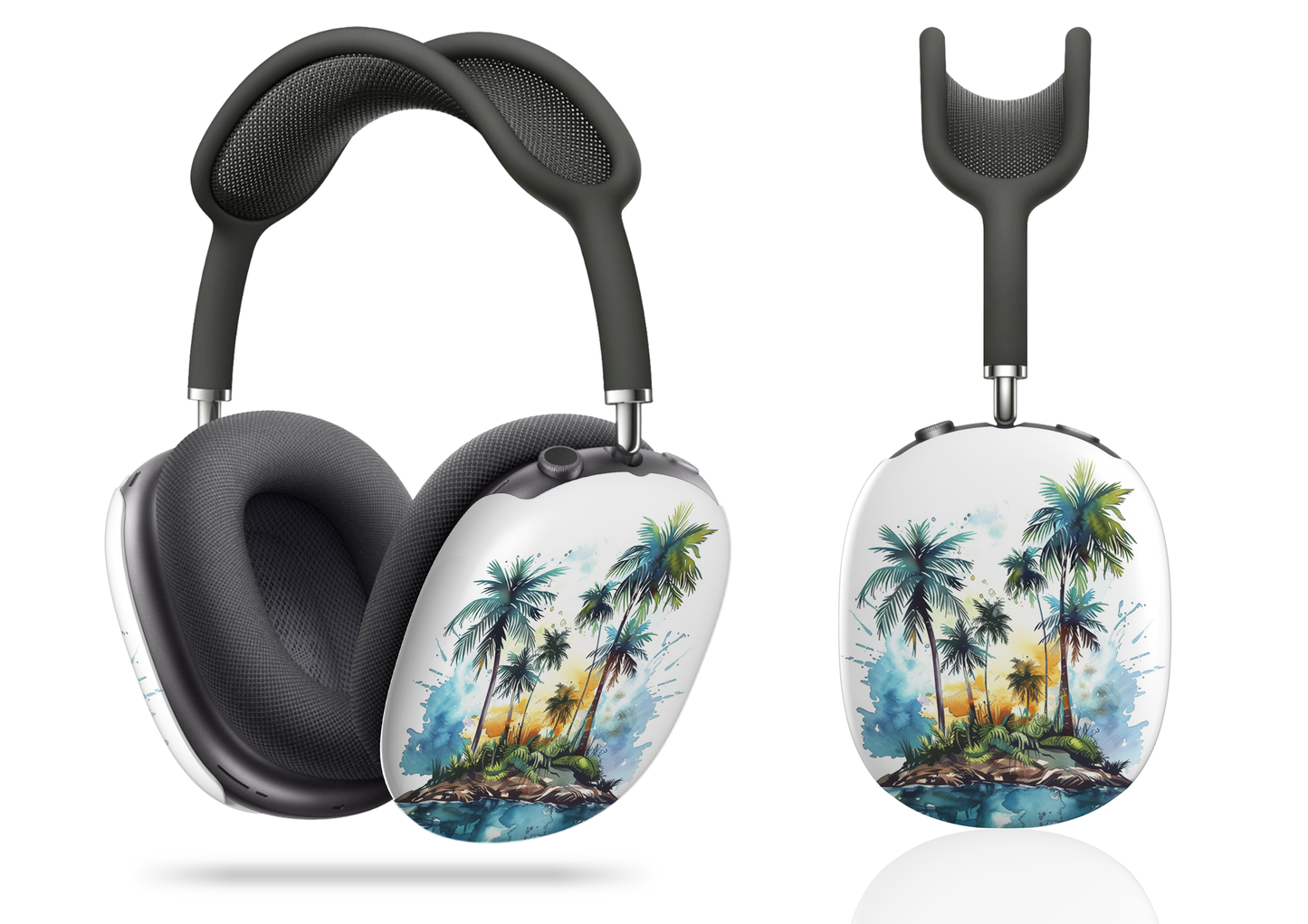 Tropical Dawn: Palm Trees on an Island with Sunrise over the Ocean AirPod Max Case Protective Covers