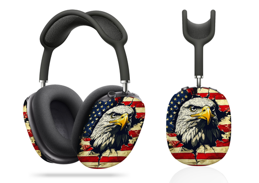 Bold Patriotism American Bald Eagle and Tattered American Flag AirPod Max Case Protective Covers