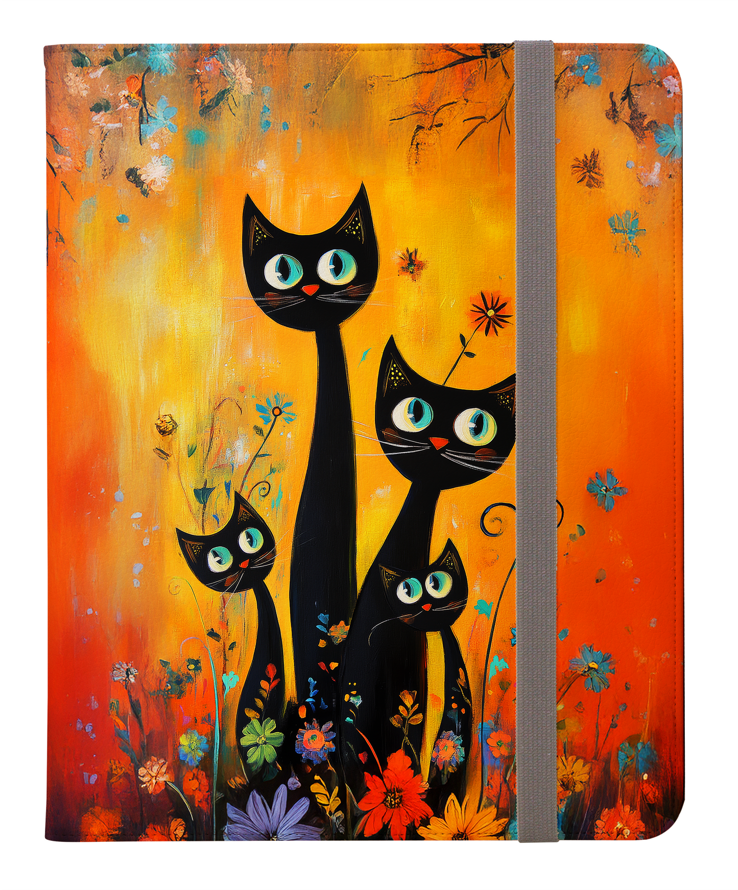 Playful Black Cats in a Vibrant Flower Garden Protective iPad Pro Folio Case