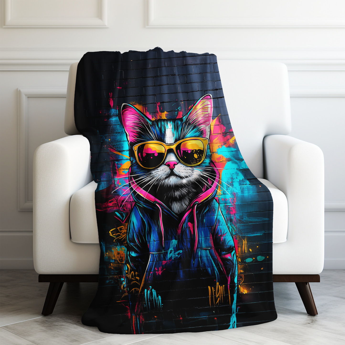 Urban Cool Cat Velveteen Plush Blanket 3 Sizes