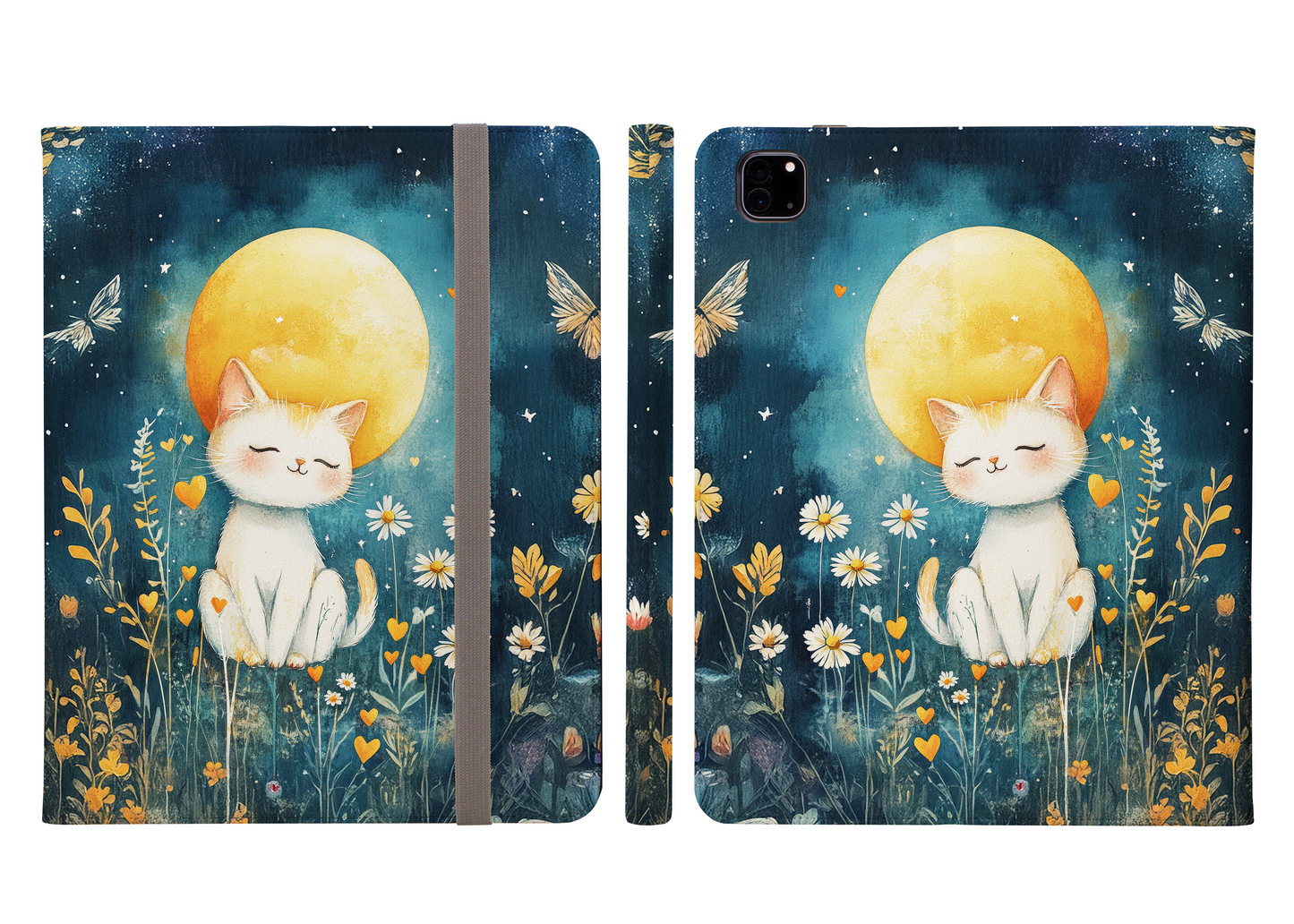 Whimsical Kitten with Golden Moonlit Serenity Protective iPad Pro Folio Case