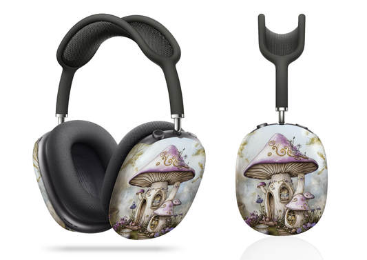 Lavender Mushroom Cottage Nestled in a Blooms of Enchantment AirPod Max Case Protective Covers