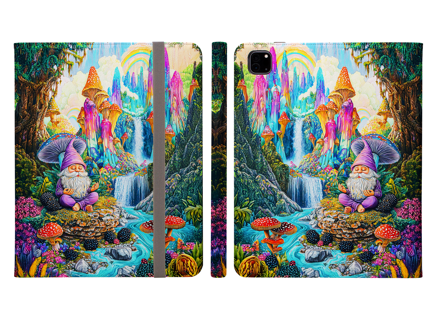 Enchanted Gnome in a Vibrant Mushroom Paradise Protective iPad Pro 11 & Pro 12.9 Protective Case and Pencil Holder