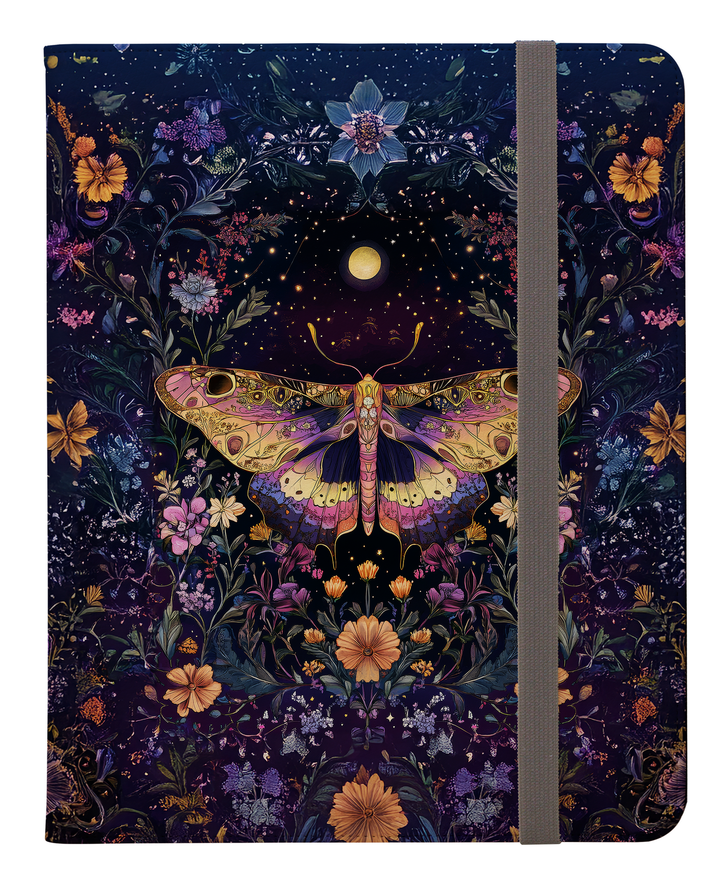 Moonlit Moth in Floral Serenade Under a Starry Sky Protective iPad Pro Folio Case