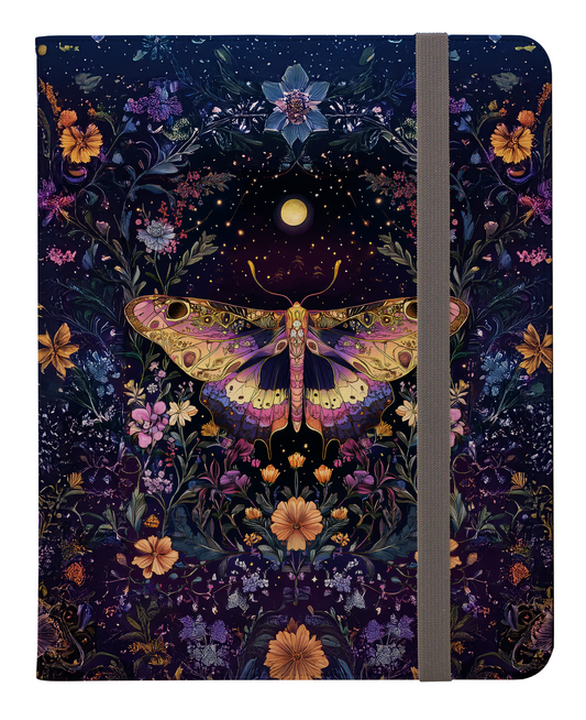 Moonlit Moth in Floral Serenade Under a Starry Sky Protective iPad Pro Folio Case