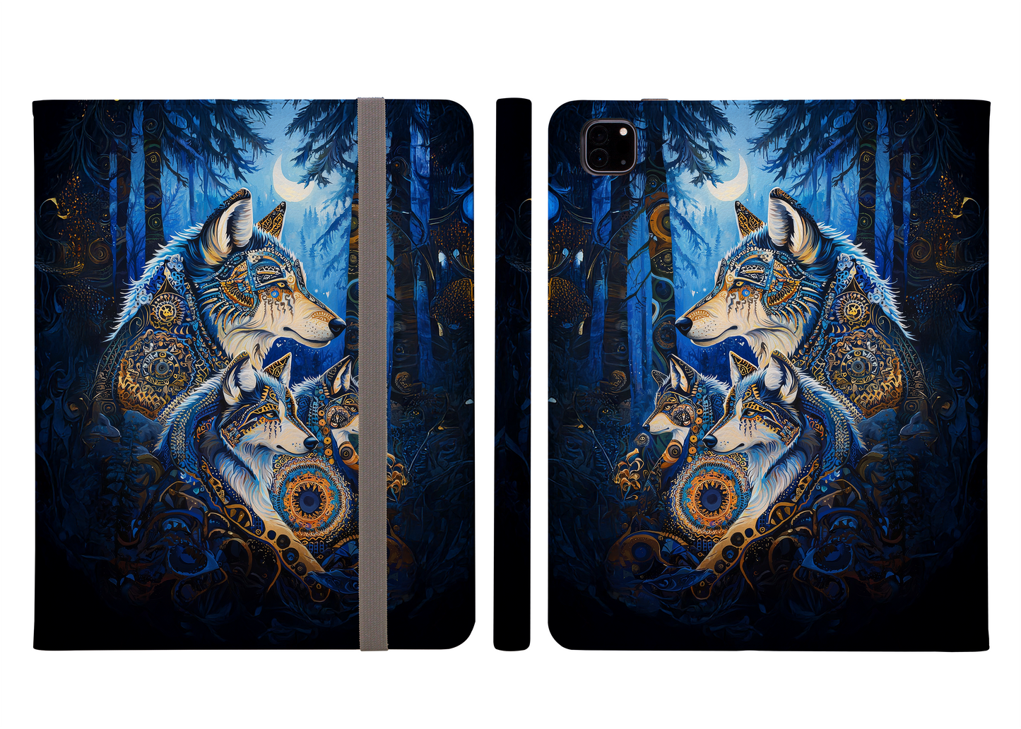 Mystic Guardians of Tribal Wolves of the Moonlit Forest Protective iPad Pro Folio Case