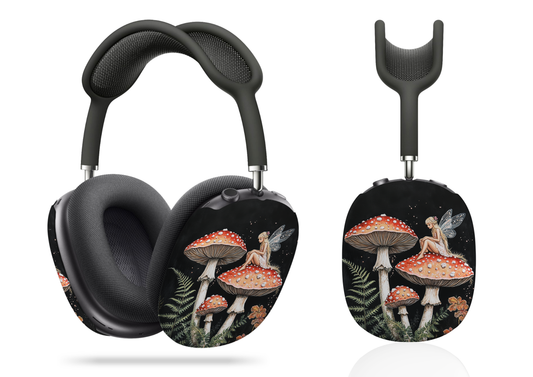 Fairy's Tranquil Moment Sitting Upon a Majestic Mushroom with Twilight Blossoms AirPod Max Case Protective Covers