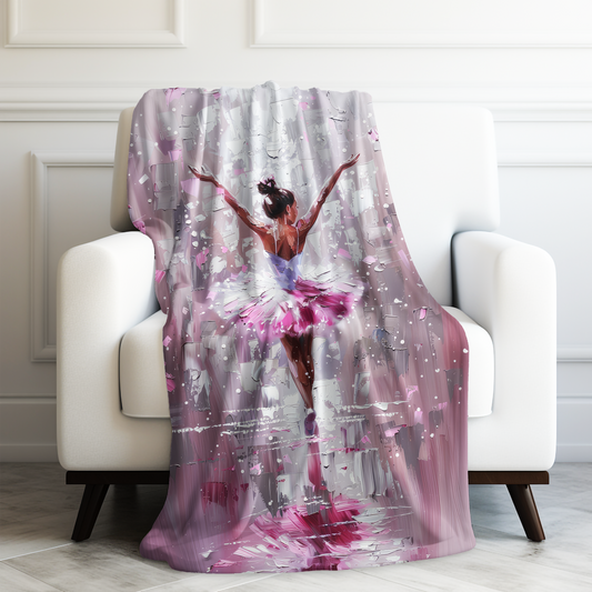 Graceful Ballerina Bliss with Pink and White Accents Velveteen Plush Blanket 3 Sizes