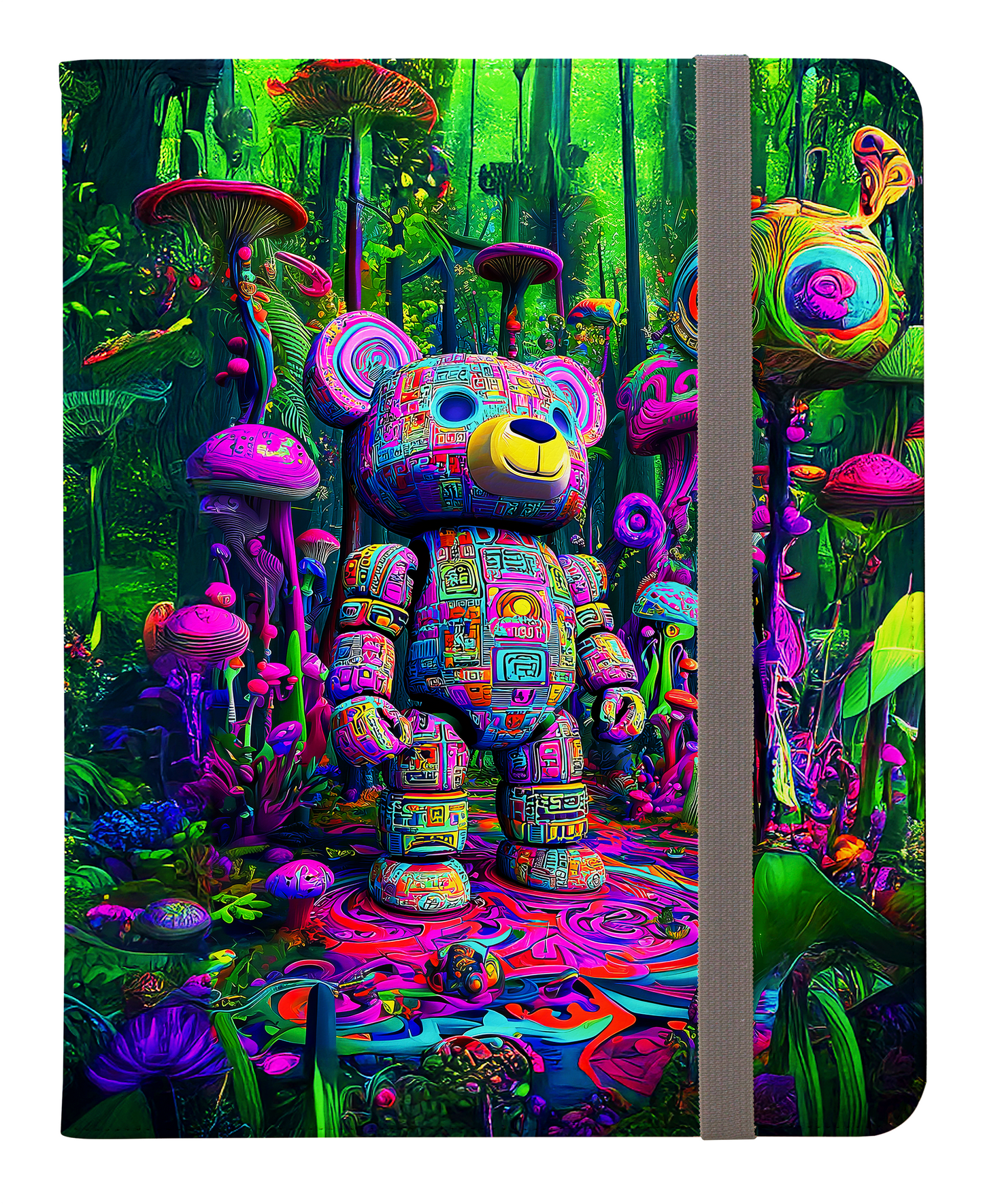 Neon Bear Guardian Adventure in a Mystical Mushroom Forest Protective iPad Pro Folio Case