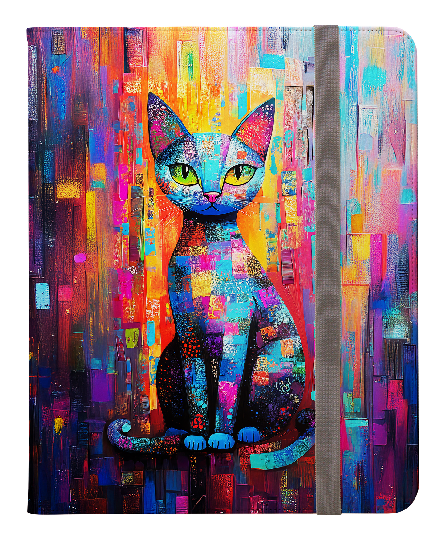 Vibrant Patchwork Abstract Cat Protective iPad Pro Folio Case