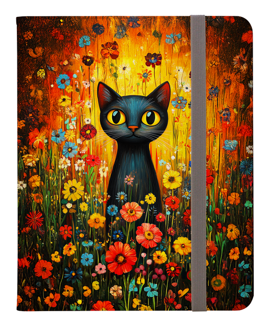 Whimsical Cat Amidst a Colorful Floral Meadow Protective iPad Pro Folio Case