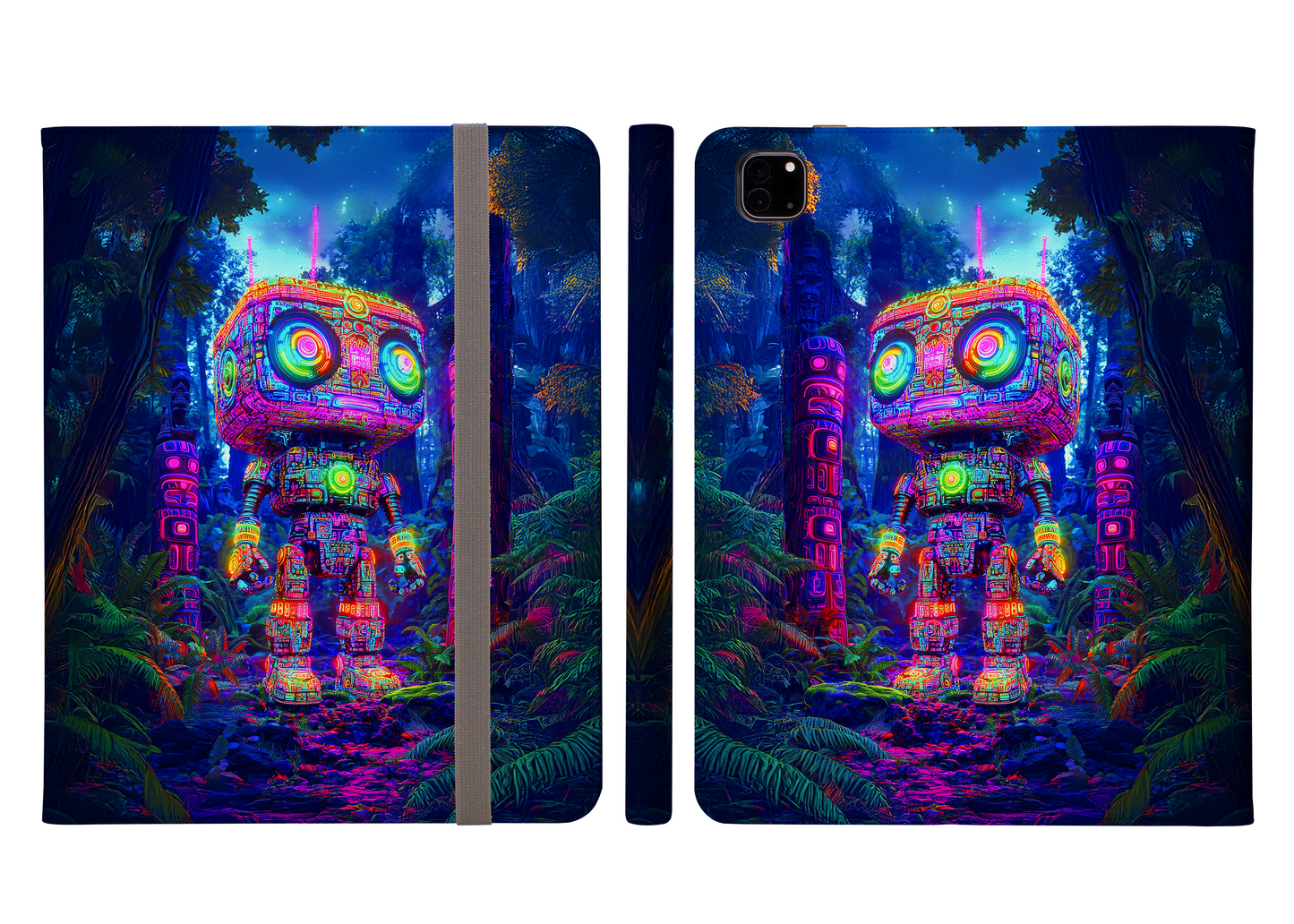 Vibrant Robotic Sentinel Amidst the Mystic Wilderness Protective iPad Pro Folio Case