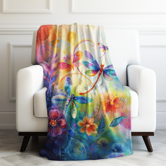 Sunlit Symphony: Flowers and Butterflies in the Morning Light Velveteen Plush Blanket 3 Sizes