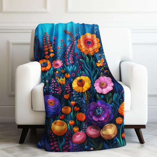 Prismatic Paradise: Vibrant Rainbow Flowers in a Lush Garden Velveteen Plush Blanket 3 Sizes