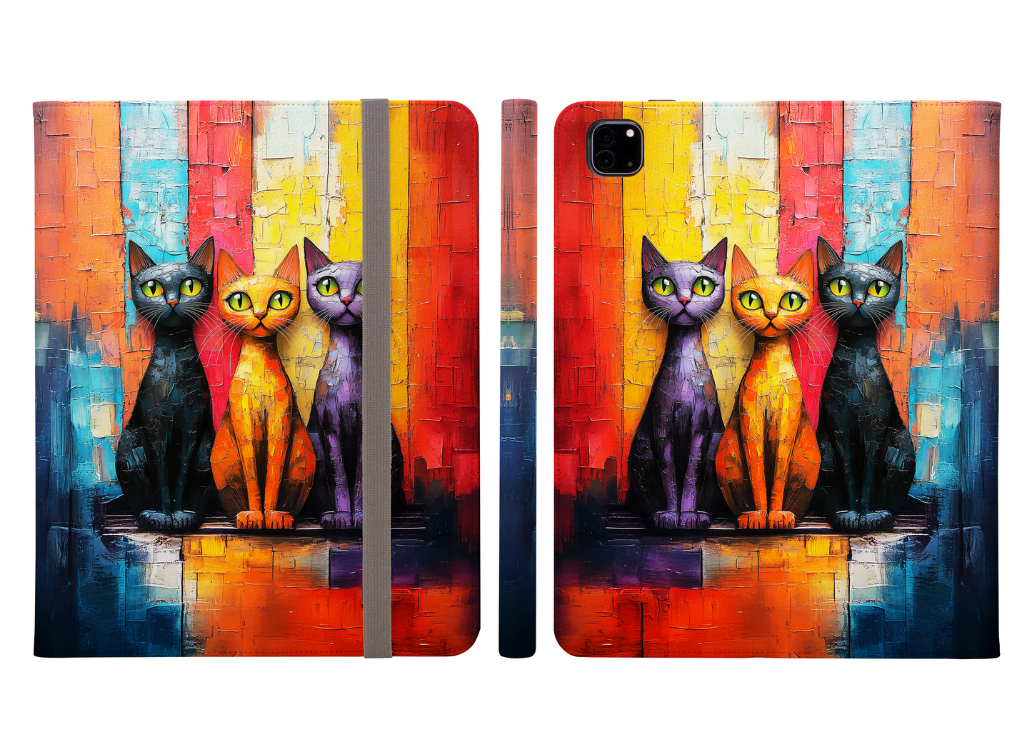 Trio Cats in Urban Mosaic Kaleidoscope Protective iPad Pro Folio Case