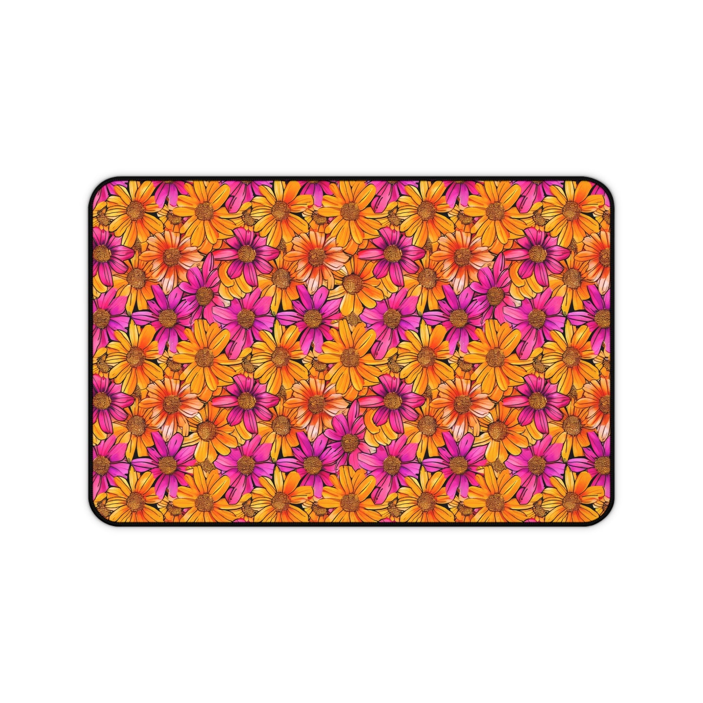 Vibrant Daisy Delight with Bold Orange and Pink Flowers Extended Gaming Mouse Pad  Desk Mat  - 3 Sizes