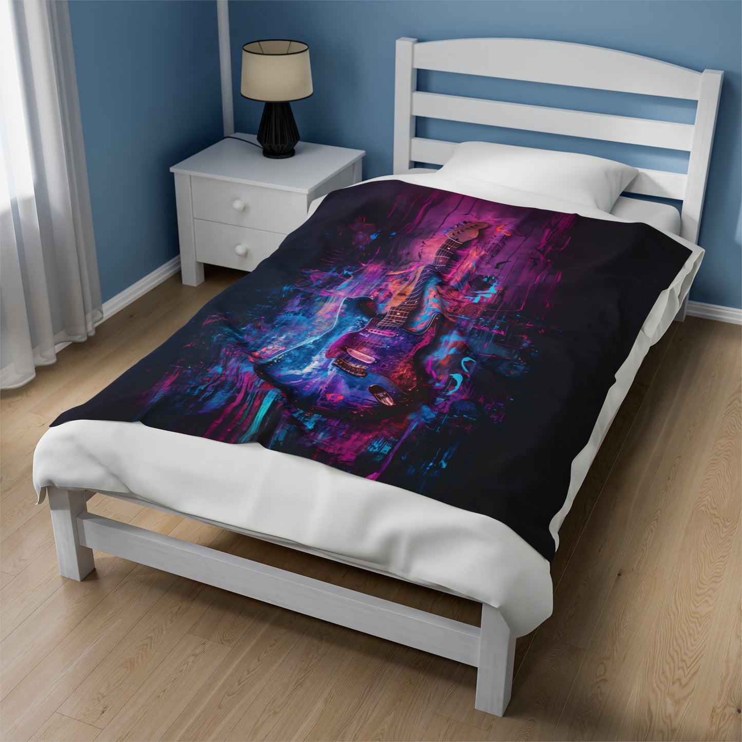 Rocking in the Purple Haze: Electric Guitar Vibes Velveteen Plush Blanket 3 Sizes