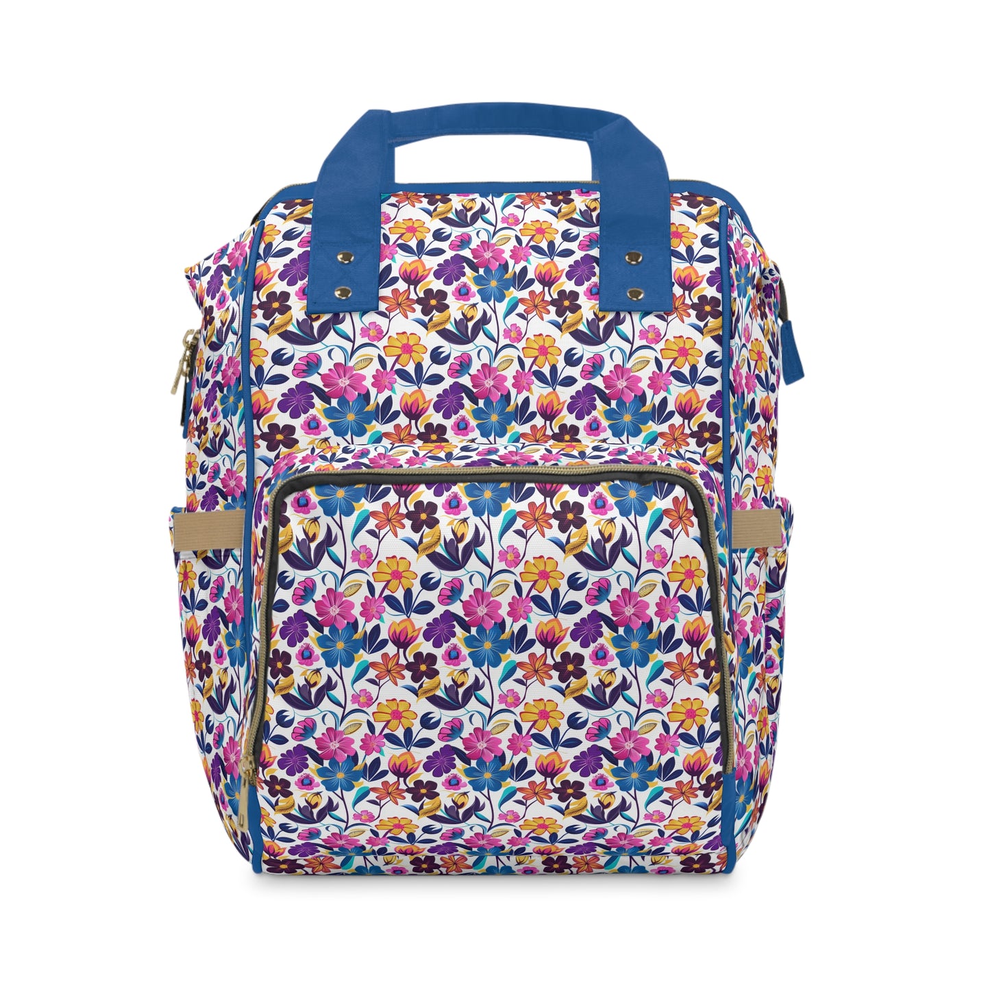 Floral Fiesta Vibrant Multicolor Flower Pattern Multifunctional Diaper Backpack