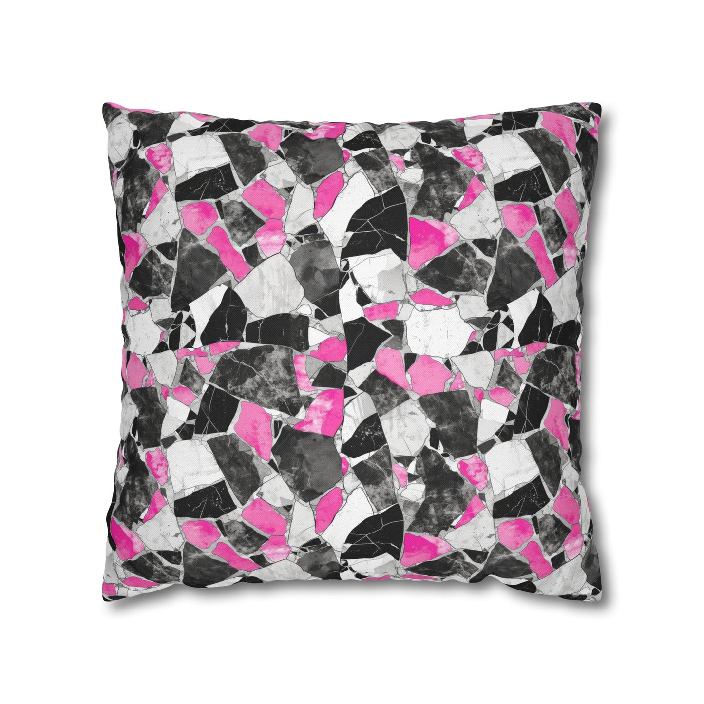 Chic Pink and Gray Mosaic Design Spun Polyester Square Pillowcase 4 Sizes