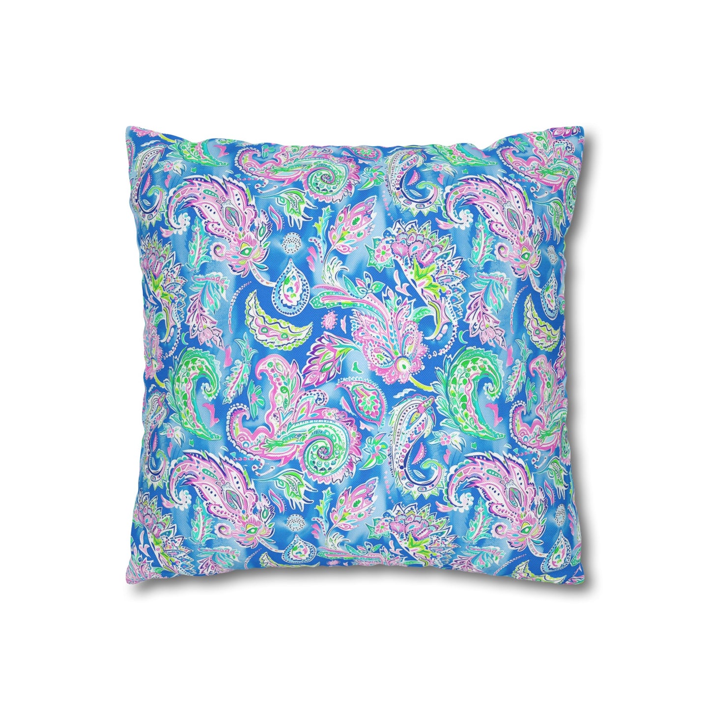 Pastel Paisley Whimsy: Delicate Design in Soft Hues Spun Polyester Square Pillowcase 4 Sizes