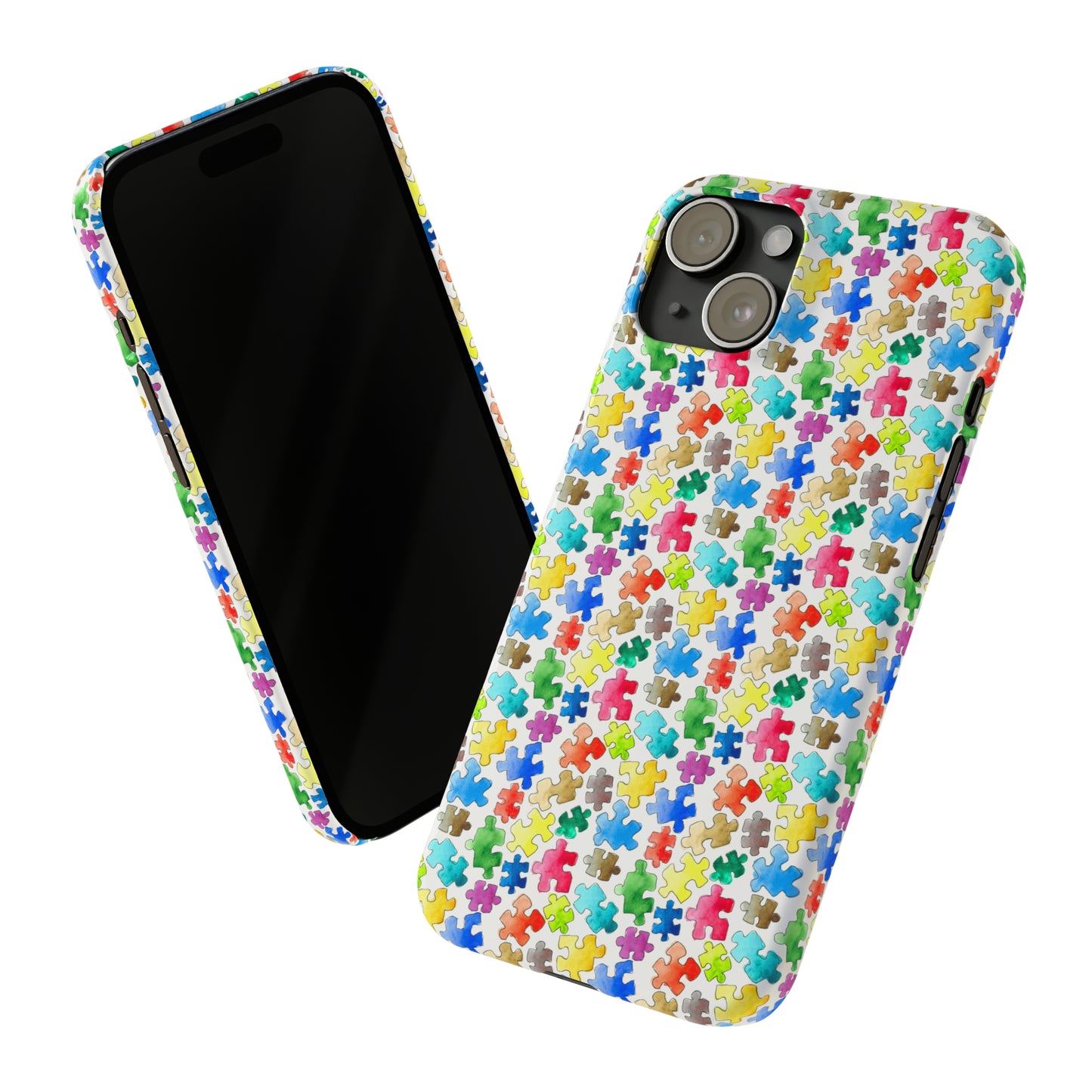 Rainbow Puzzle Pieces Iphone 15-12 Slim Phone Case