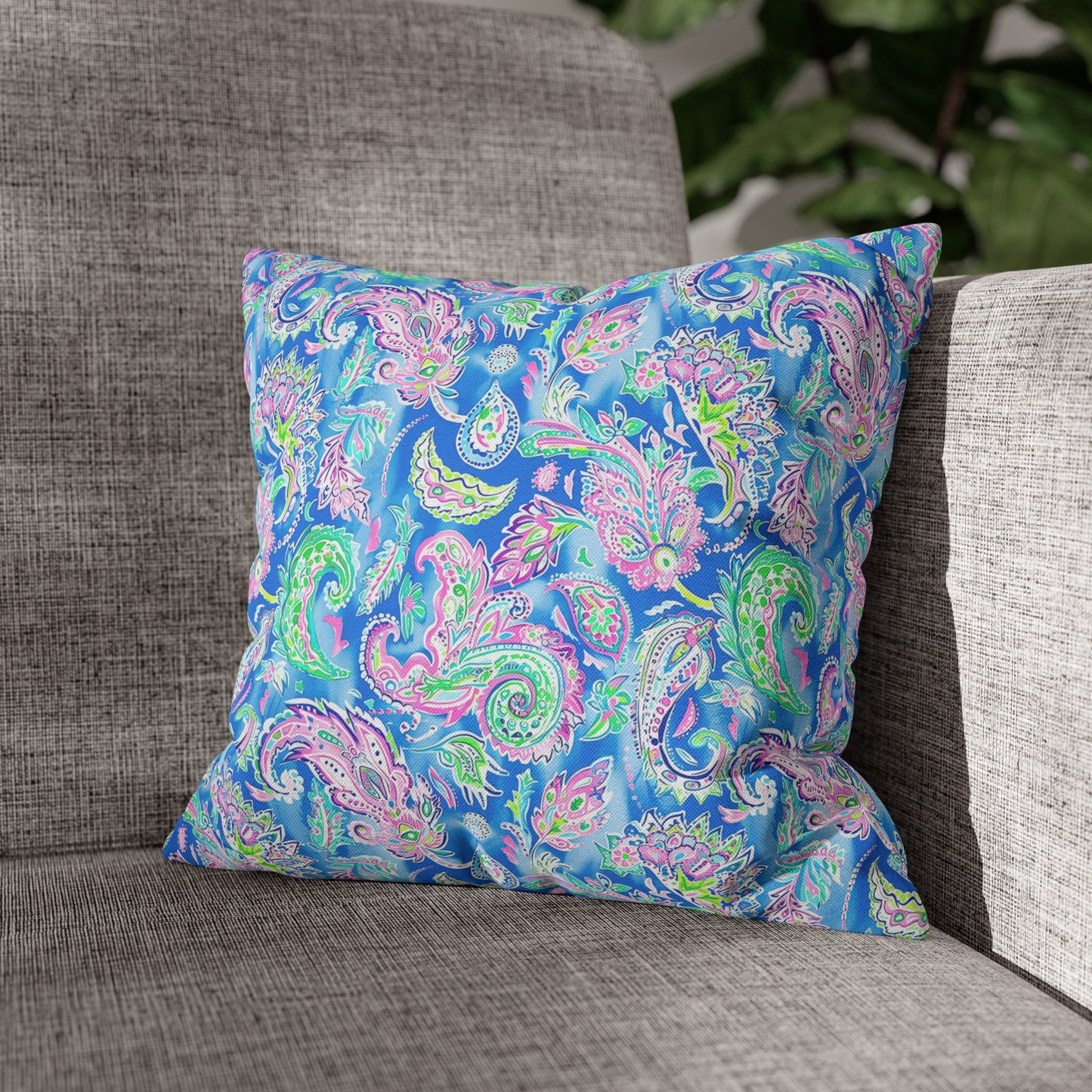 Pastel Paisley Whimsy: Delicate Design in Soft Hues Spun Polyester Square Pillowcase 4 Sizes