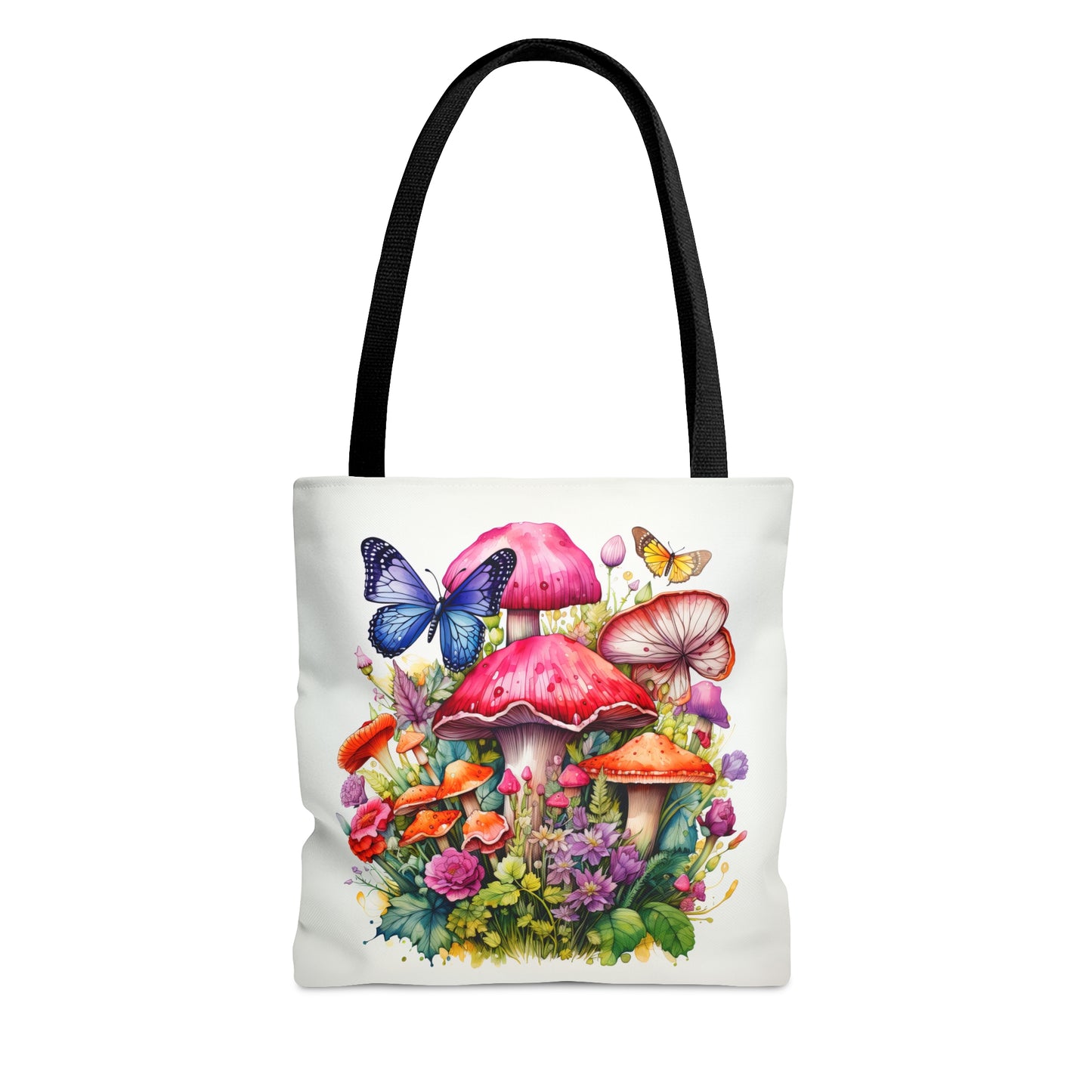 Magical Mushroom Oasis Where Flowers Bloom Amongst Butterflies  - Canvas Tote 3 Sizes