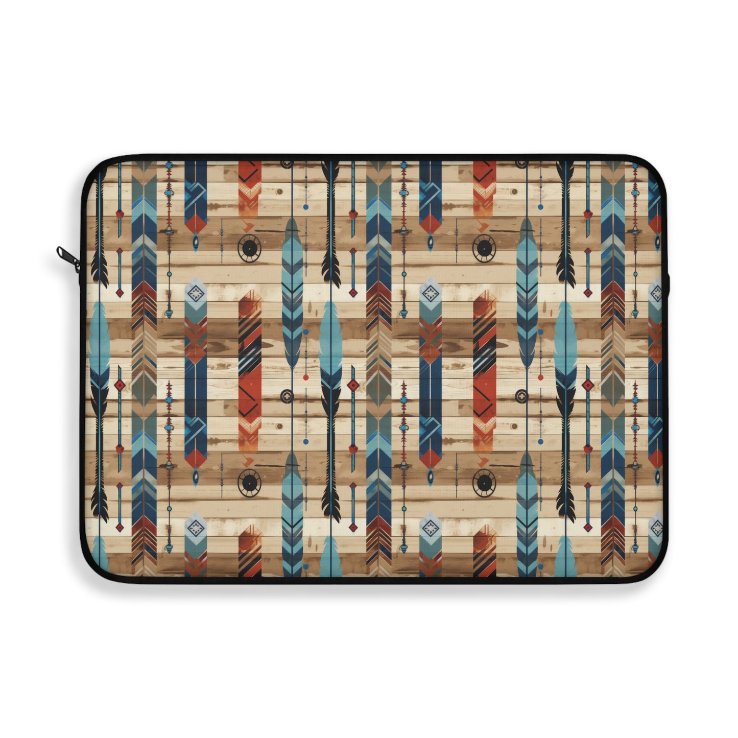 Rustic Boho Southwestern Feathered Arrows with Tribal Geometric Patterns Laptop or Ipad Protective Sleeve 3 Sizes Available