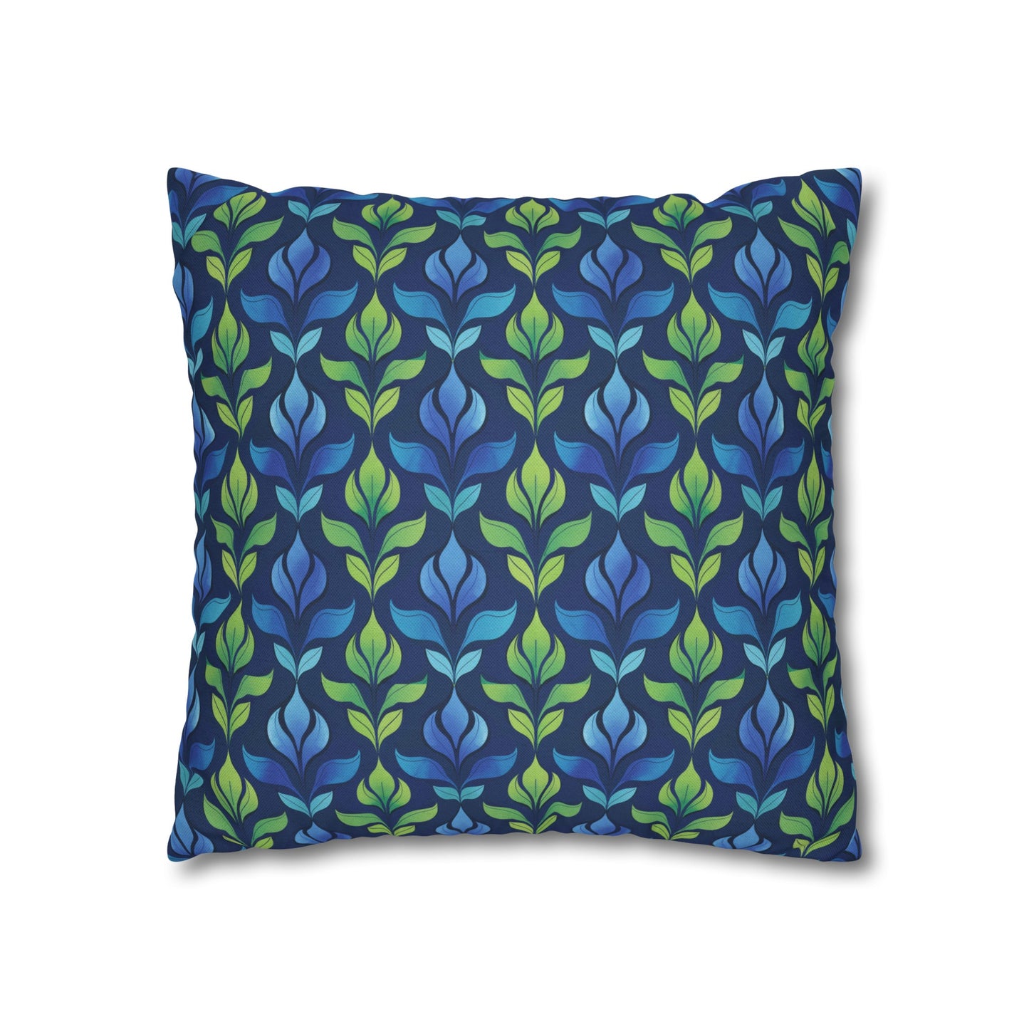 Vintage Blue and Green Botanical Spun Polyester Square Pillowcase 4 Sizes