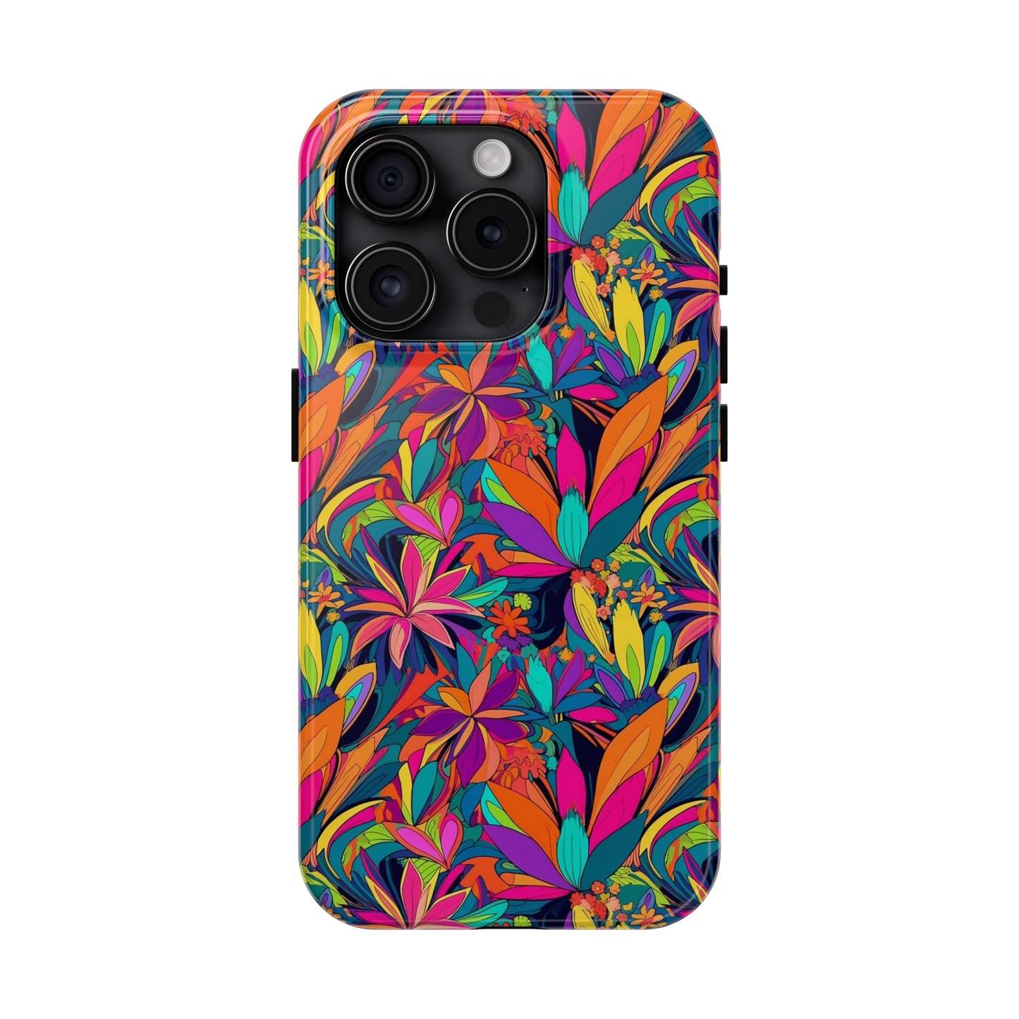 Tropical Neon Flowers Iphone Tough Phone Case