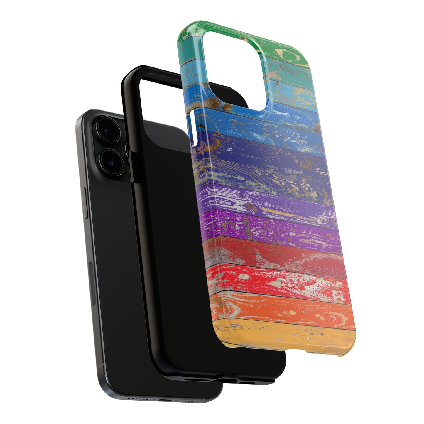 Rainbow Wood Planks Iphone Tough Phone Case