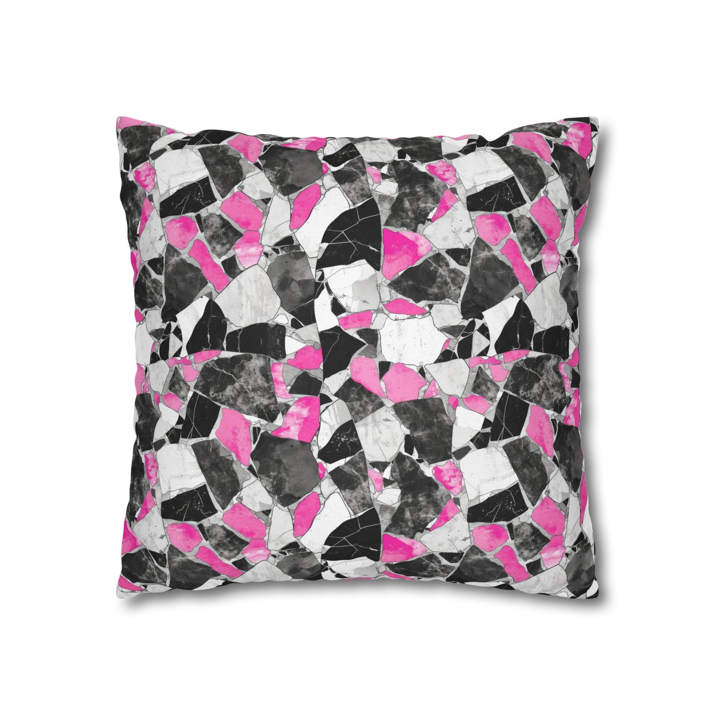 Chic Pink and Gray Mosaic Design Spun Polyester Square Pillowcase 4 Sizes