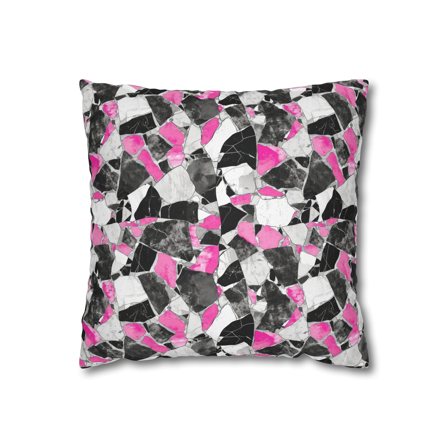 Chic Pink and Gray Mosaic Design Spun Polyester Square Pillowcase 4 Sizes