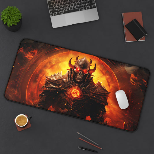 Epic Demon Lord Fiery Dark Fantasy Artwork with Intense Inferno Background - Desk Mat Extended Gaming Mouse Pad 3 Sizes