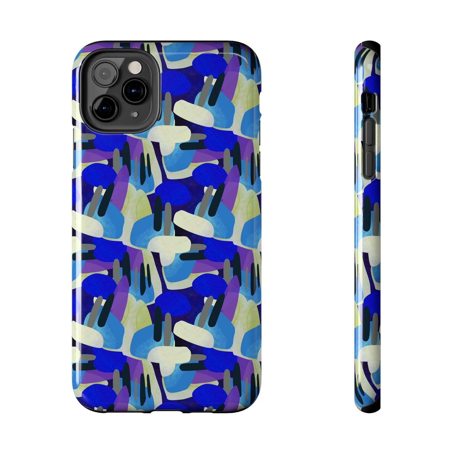 Blue, Purple and Green Abstract Design Iphone Tough Phone Case