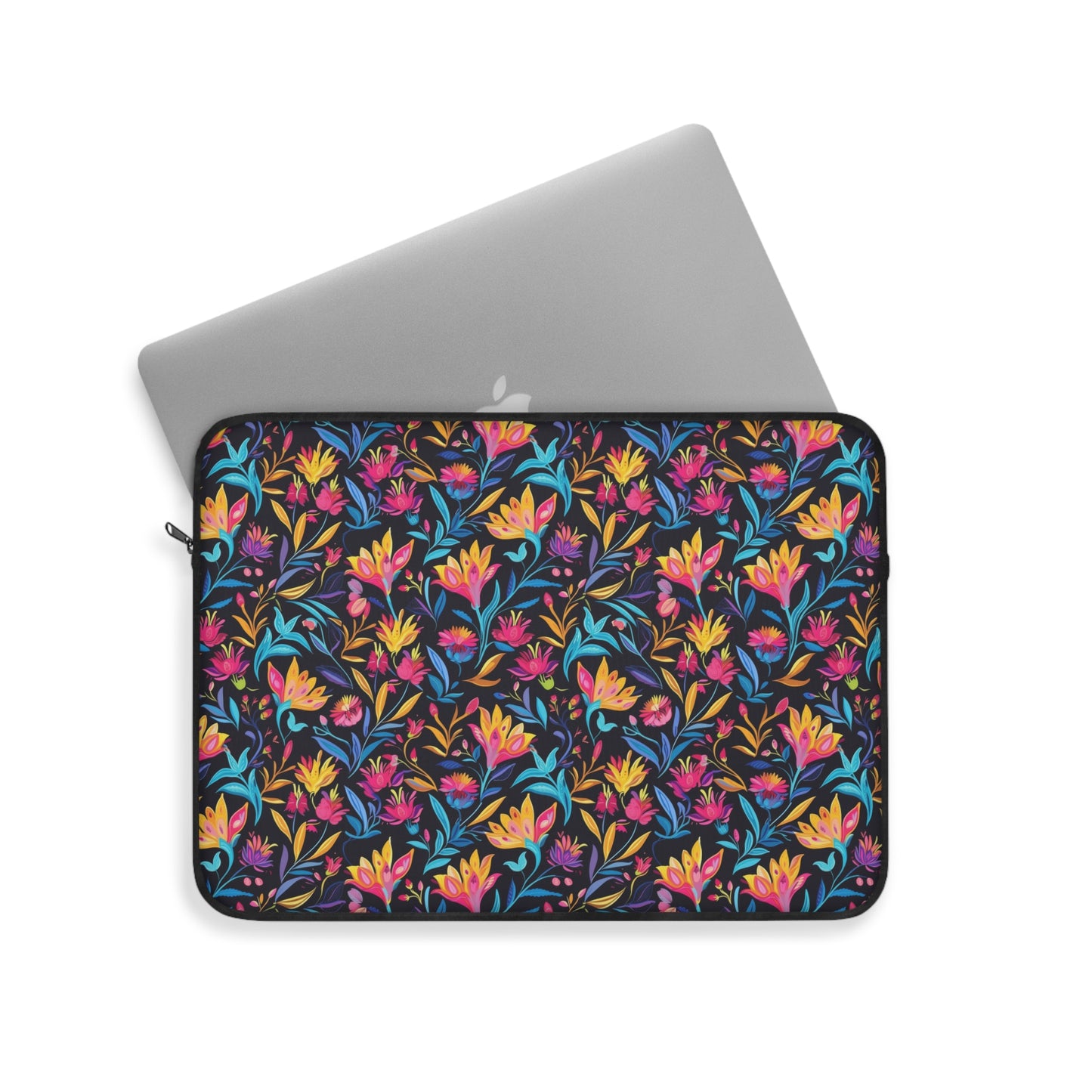 Vibrant Floral Fantasy in Midnight Garden Laptop or Ipad Protective Sleeve 3 Sizes Available