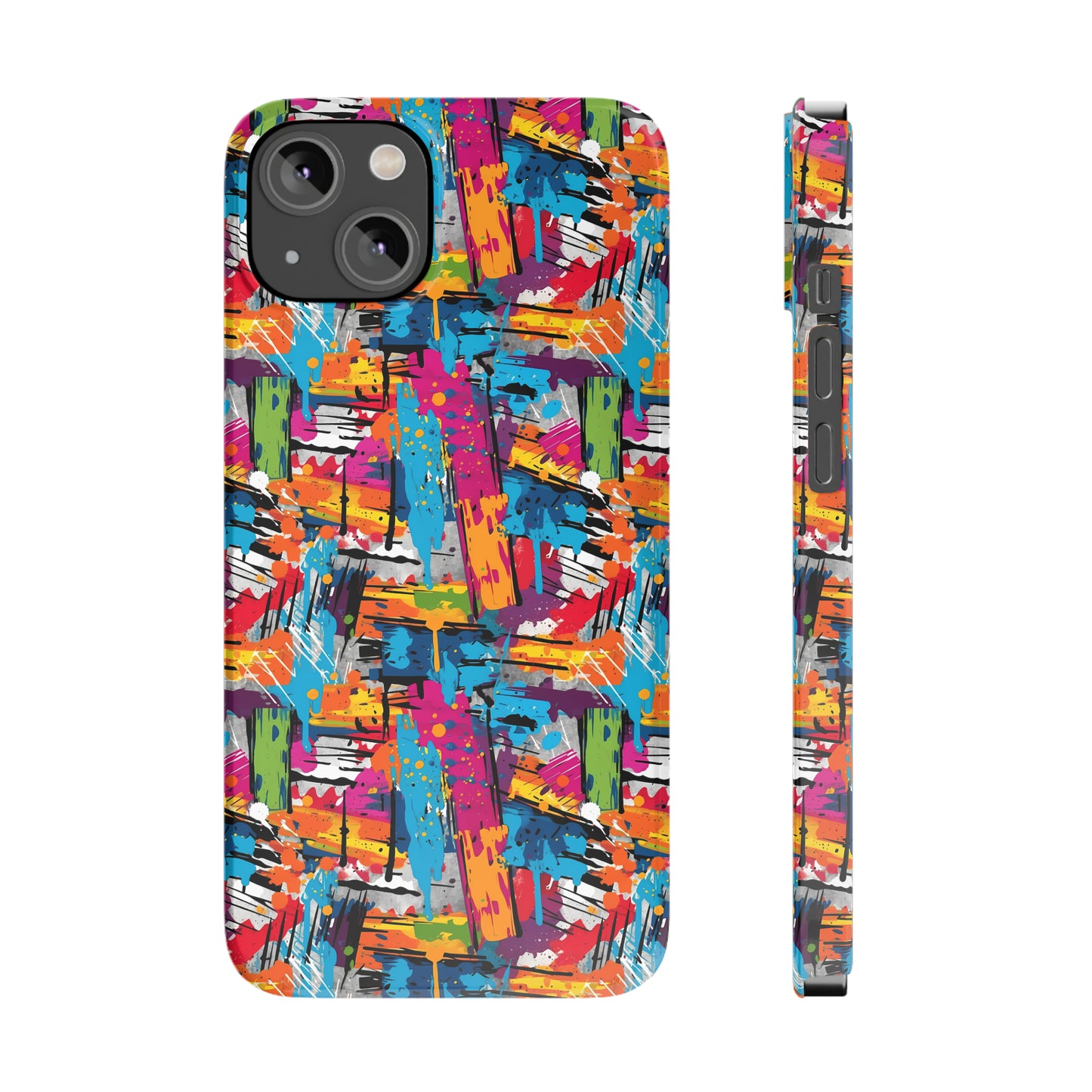 Abstract Brush Painted Colorful Design Iphone 15-12 Slim Phone Case