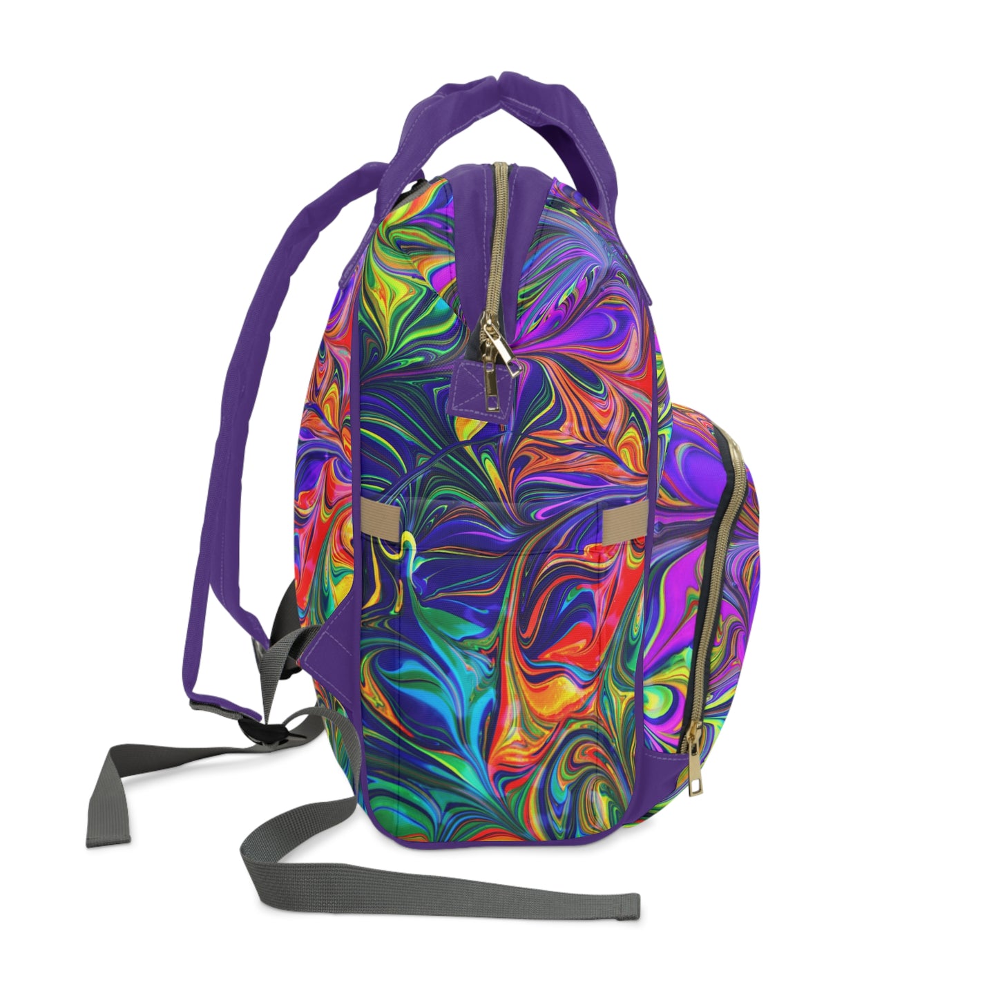 Radiant Spectrum: Rainbow Abstract Swirl Multifunctional Diaper Backpack