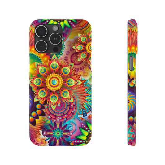 Rainbow Flower Power Design Iphone 15-12 Slim Phone Case