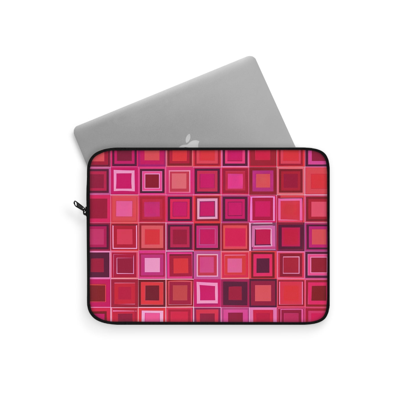 Retro Chic Geometric Bold Pink and Red Squares Laptop or Ipad Protective Sleeve 3 Sizes Available