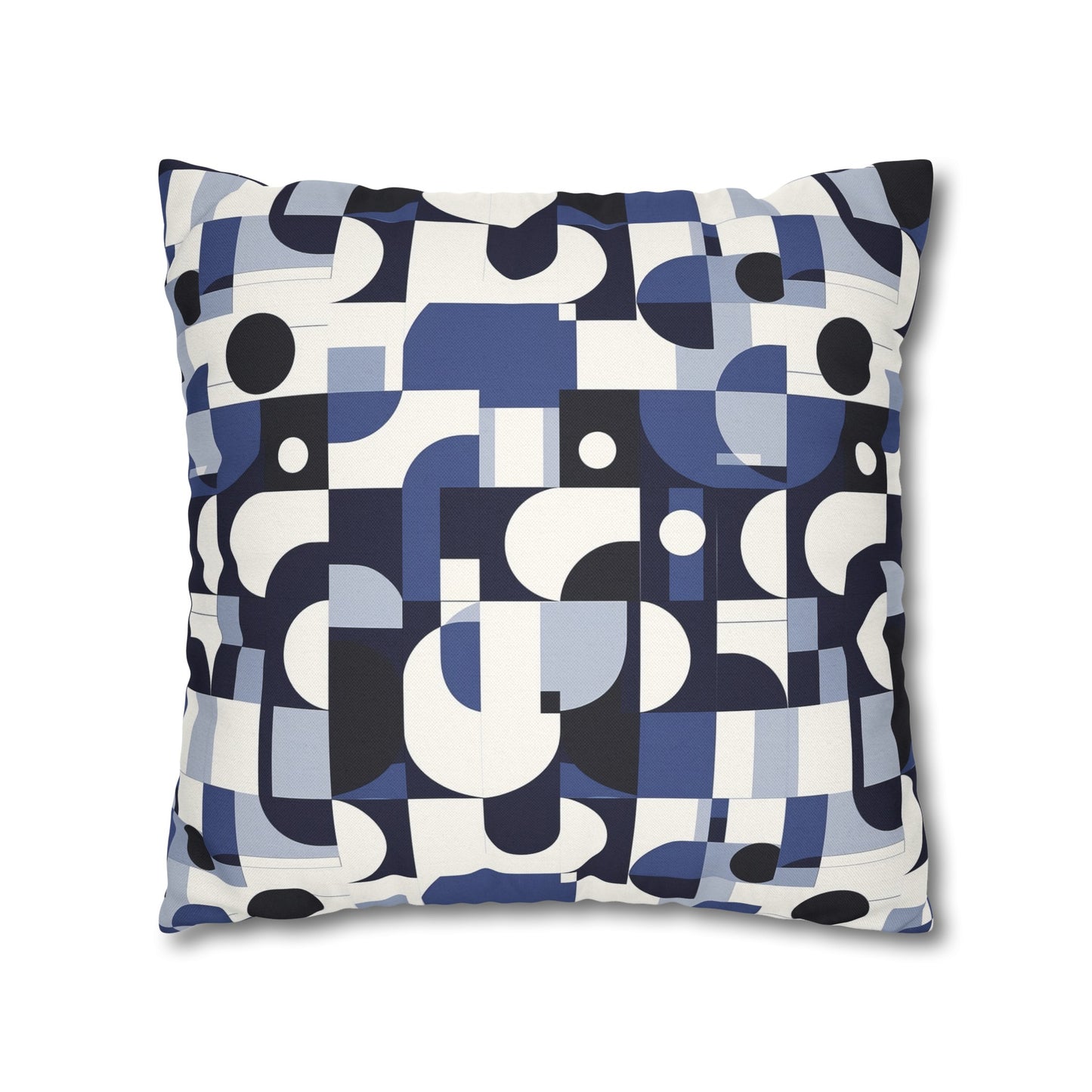 Navy Blue and White Mid-Century Modern Design Spun Polyester Square Pillowcase 4 Sizes