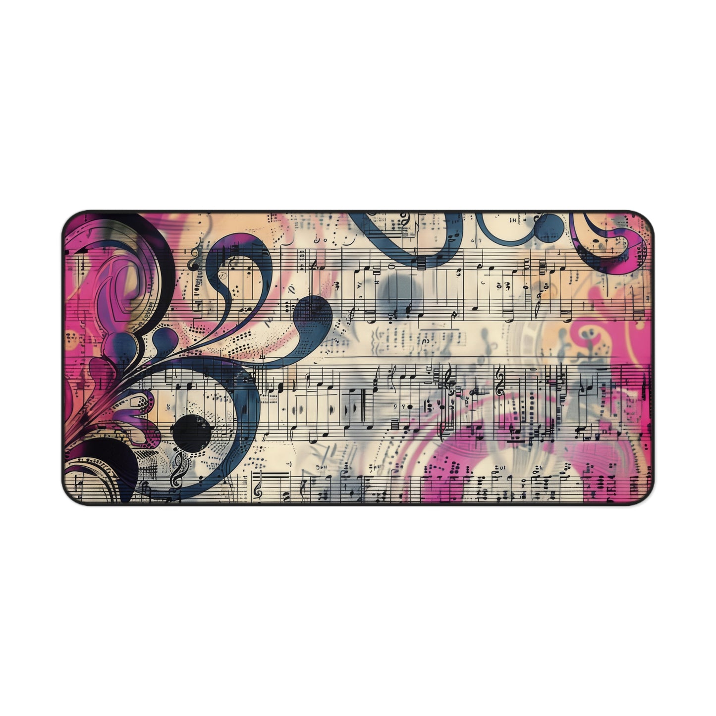 Vibrant Abstract Art with Music Notes and Swirls Extended Gaming Mouse Pad  Desk Mat  - 3 Sizes