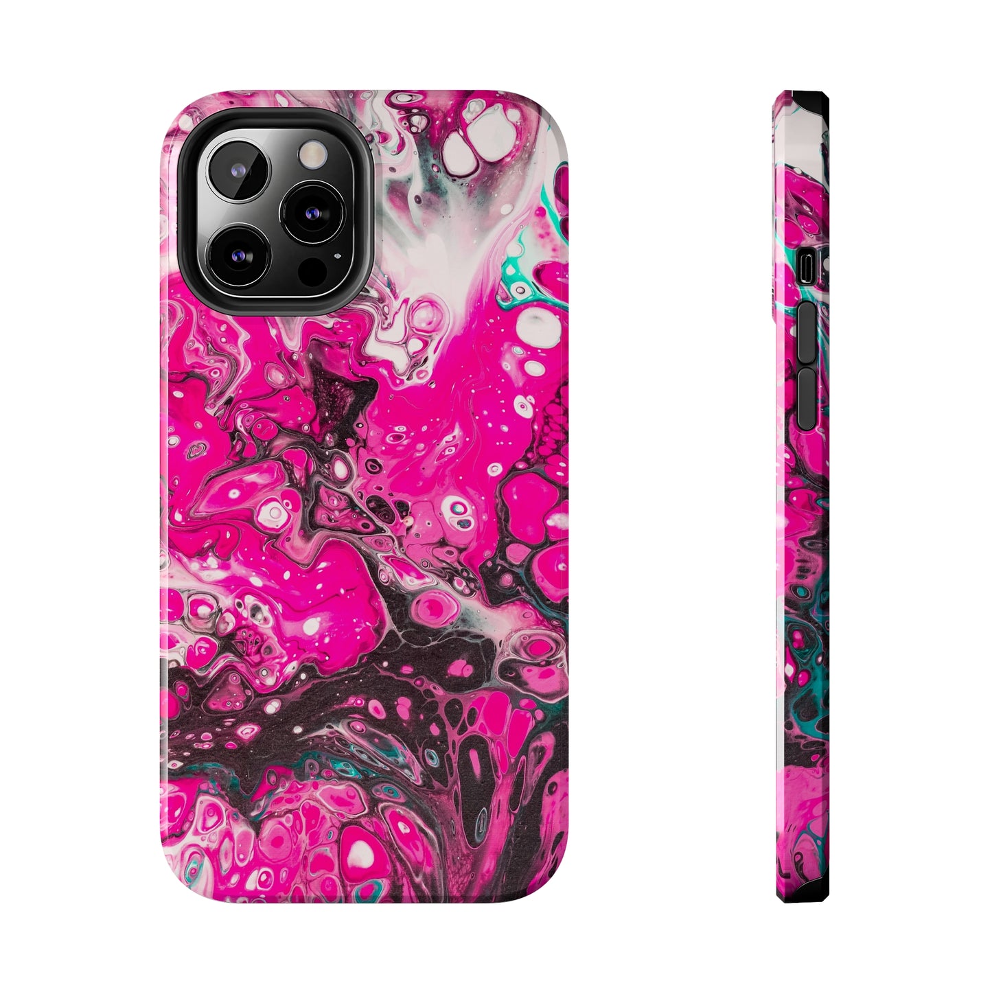 Pink, Black and White Alcohol Ink Design Iphone Tough Phone Case