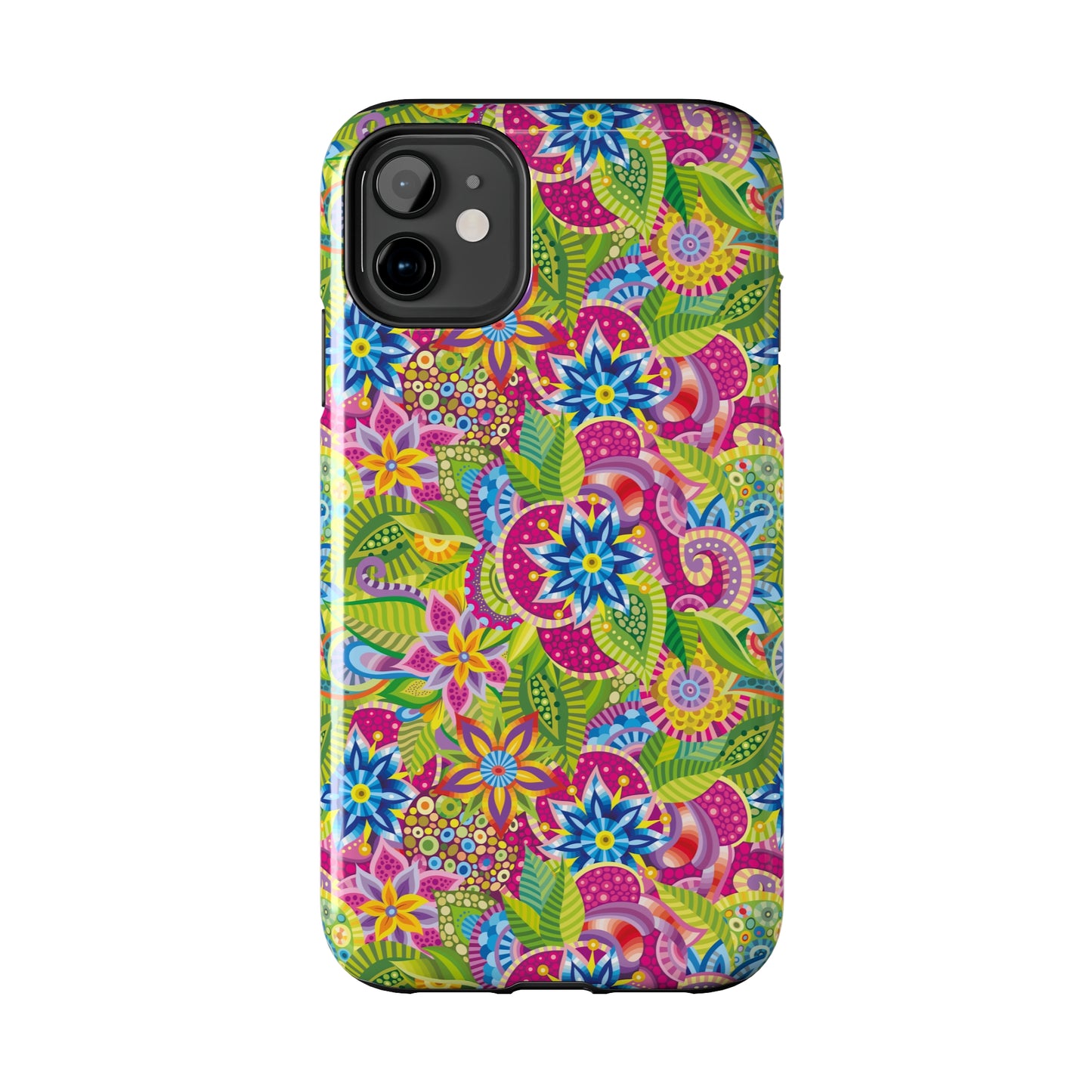 Vibrant Array of Abstract Flowers and Paisley in Rainbow Hues Iphone Tough Phone Case